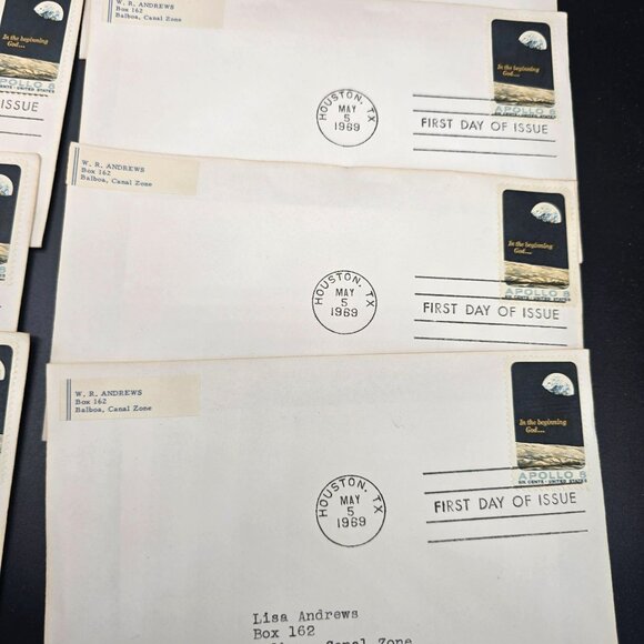 Apollo 8 First Day Of Issue Stamped Envelopes Set Of 10 Vintage 1969 LI3035 - Picture 5 of 9